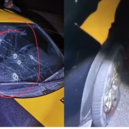 Carro é fuzilado e vigilante é baleado por criminosos durante troca de tiros em Cubatão